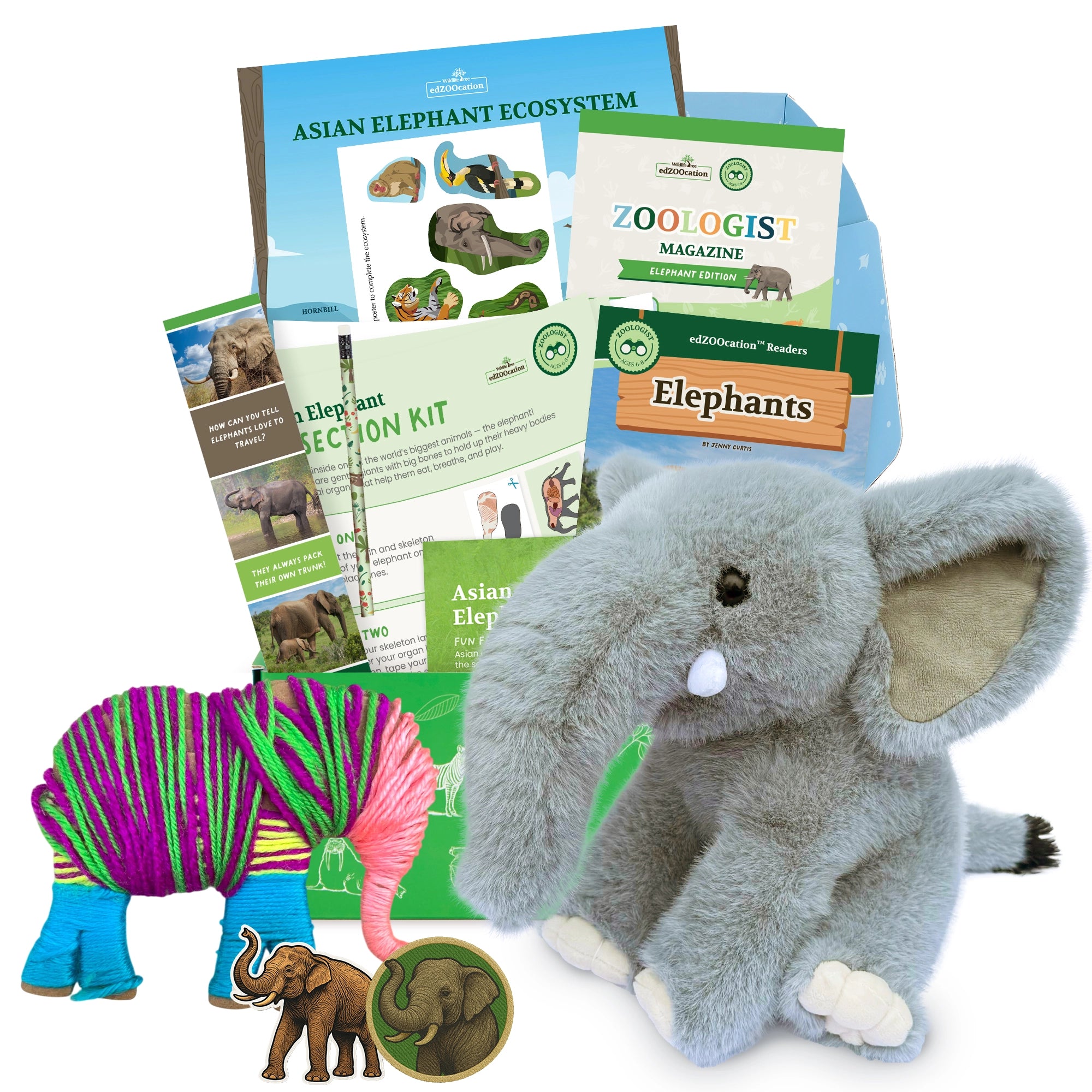 Plush Elephant Stuffed Animal edZOOcation™ Box Educational Gift Set