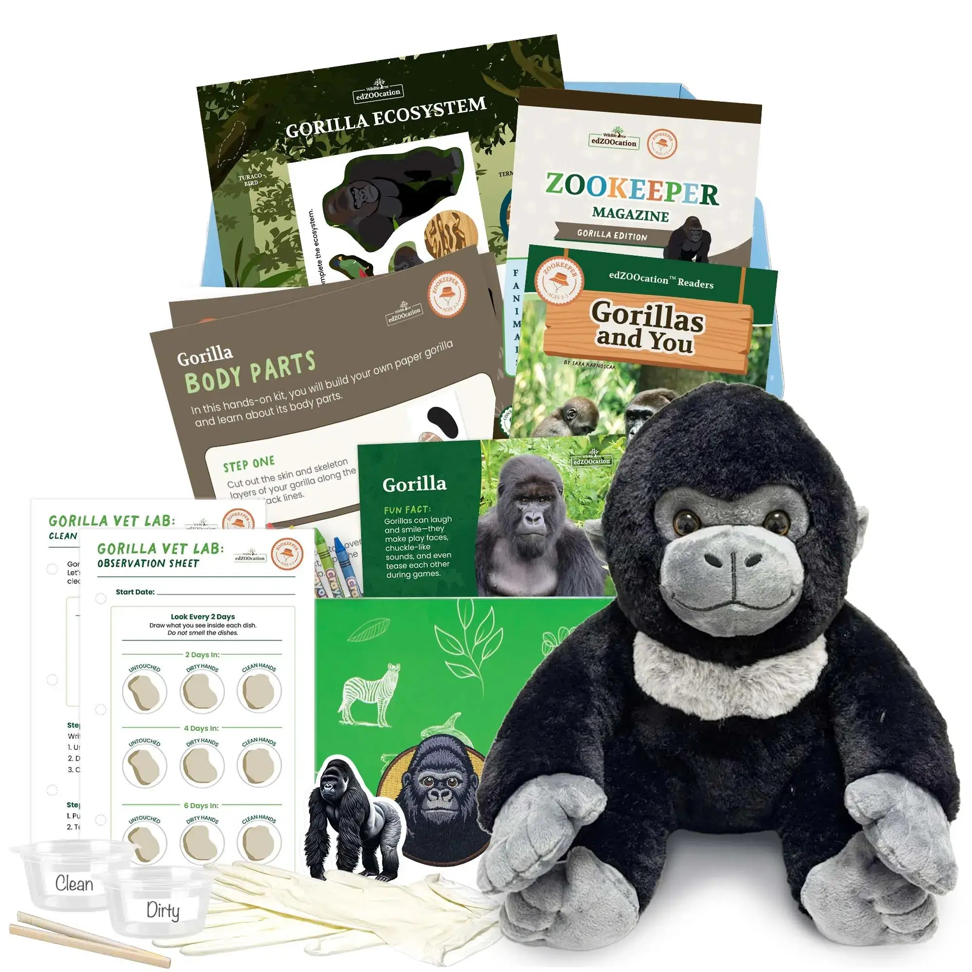 Plush Gorilla Stuffed Animal edZOOcation™ Box Educational Gift Set