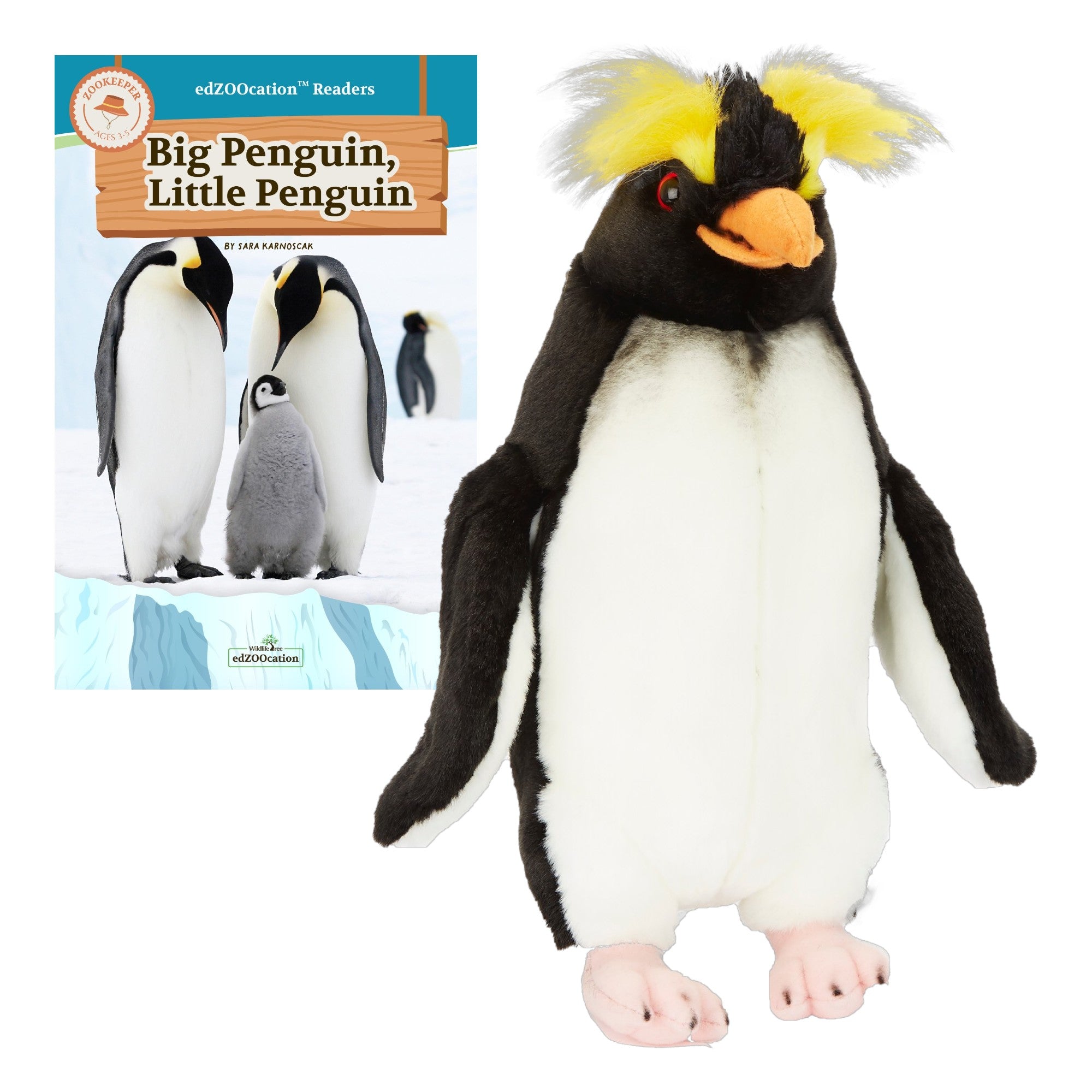 12” Plush + Zookeeper Reader Book: Crested Penguin (Ages 3–5