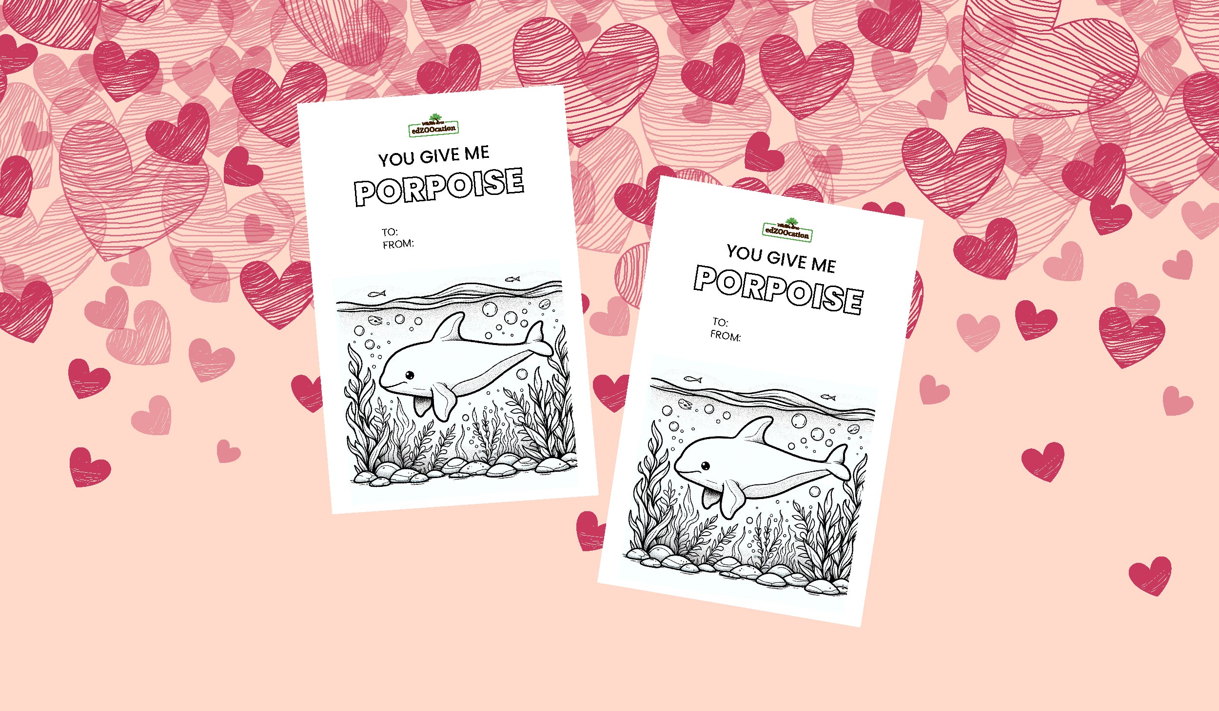 Printable Porpoise Valentines Day Card