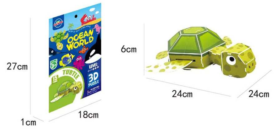 Ocean World 3D Sea Turtle Puzzle Craft Kit for Kids - Educational Toy | Ages 3+