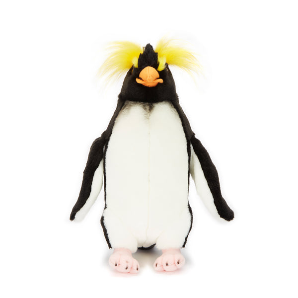 Front view of 11'' plush crested penguin stuffed animal