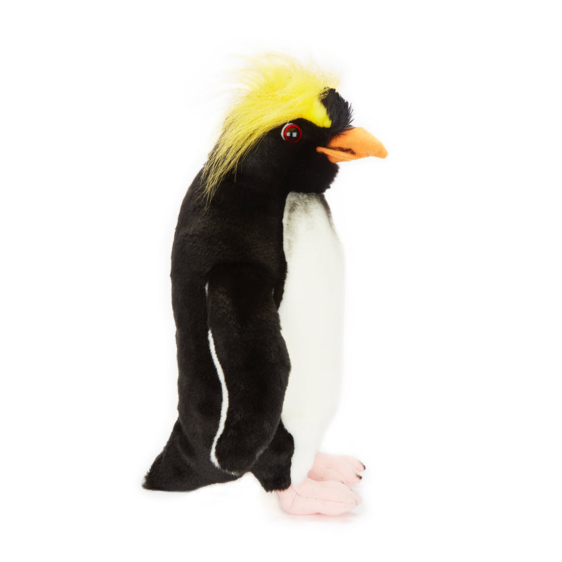 Side view of 11'' plush crested penguin stuffed animal