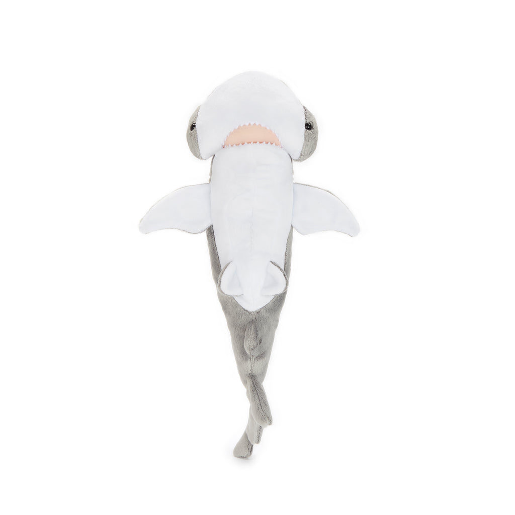 Bottom view of 12'' plush bonnethead shark stuffed animal