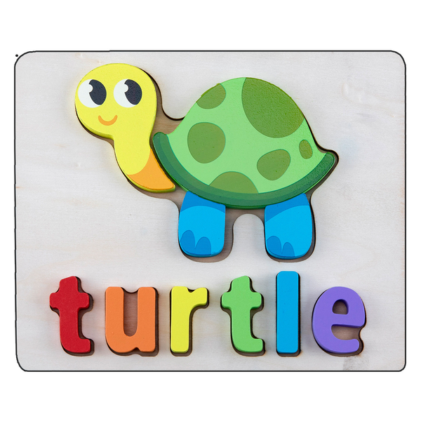 Wooden Turtle Chunky Puzzle - Colorful Educational Toy for Toddlers