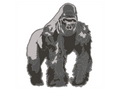 Black and white illustration of a gorilla on a white background