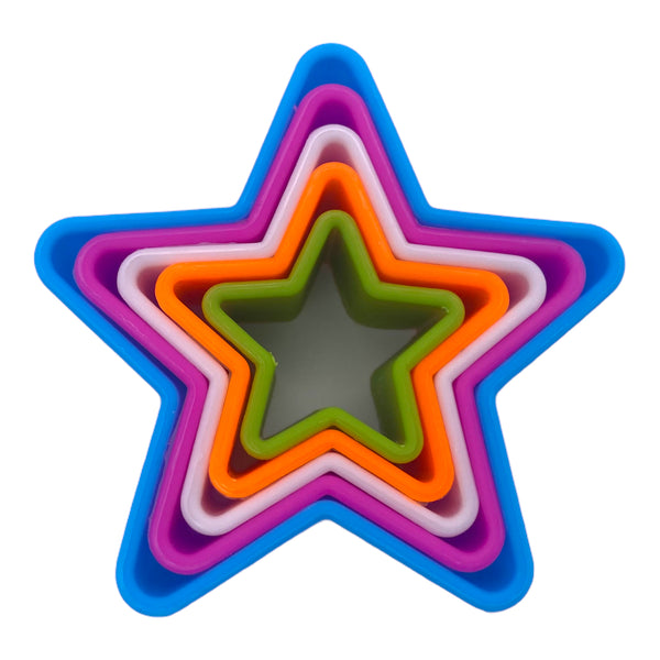 5-Piece Nested Star Cookie Cutter Set - Durable Plastic Baking Shapes for Celestial-Themed Treats, Family-Friendly and Dishwasher Safe