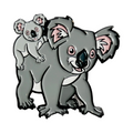 Enamel pin of a koala with a baby on its back