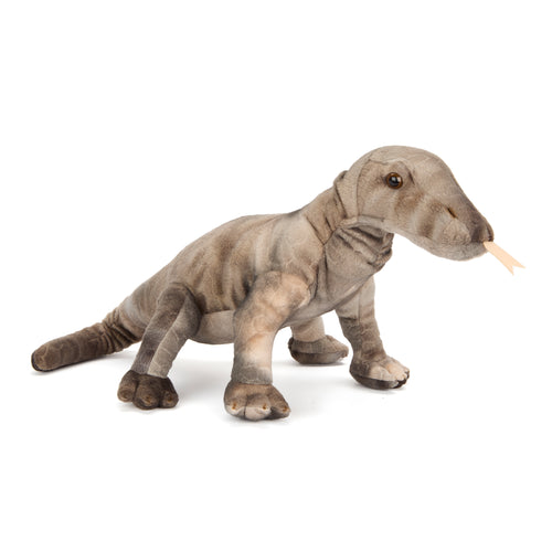 A plush Komodo dragon stuffed animal with realistic design, displayed on a white background.
