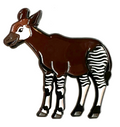 Photo of enamel pin of an Okapi
