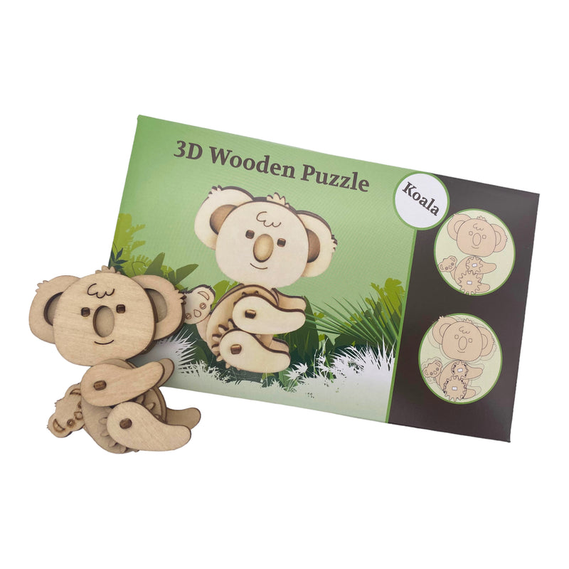 Koala with Joey 3D Wooden Puzzle with 22 Pieces, 2.75 Inches Tall