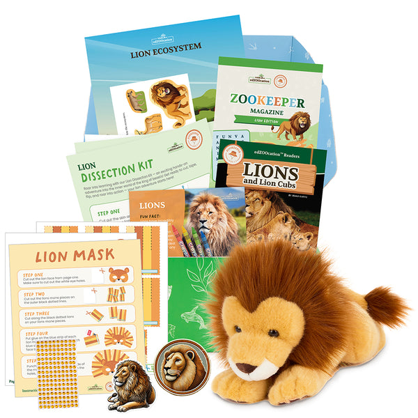 Lion Stuffed Animal edZOOcation™ Zookeeper Box (Ages 3-5)