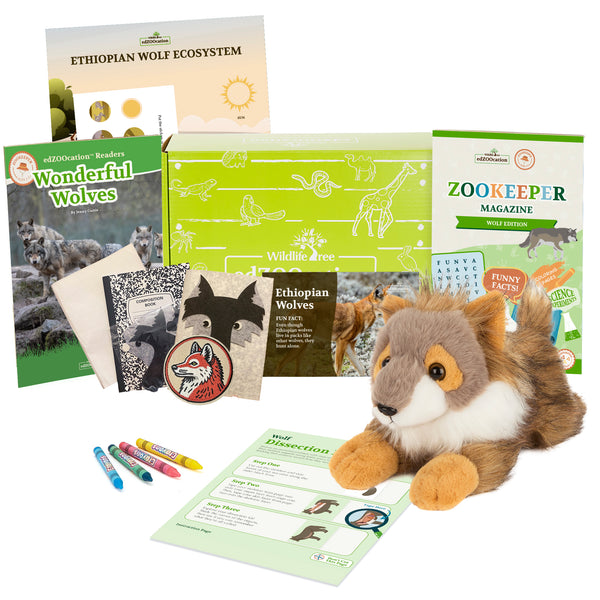 Wolf Stuffed Animal edZOOcation Zookeeper Box (Ages 3-5)