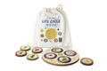 Spider life cycle wooden puzzle set with a cloth bag and wooden stage pieces