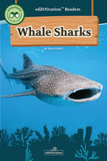 Book cover of 'Whale Sharks' from edZOOcation Readers with a whale shark illustration on a blue background.