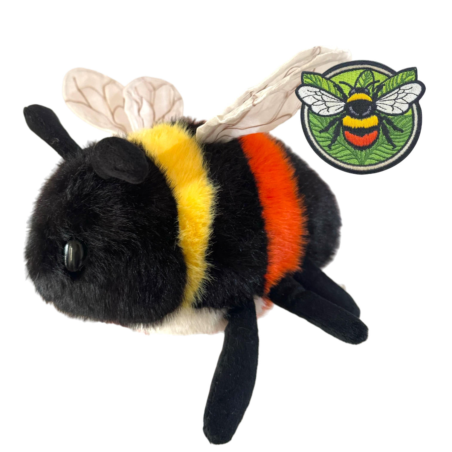 Plush animal toy with an embroidered animal patch