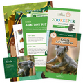 Educational materials about animals including a magazine, fact sheet, and activity booklets.