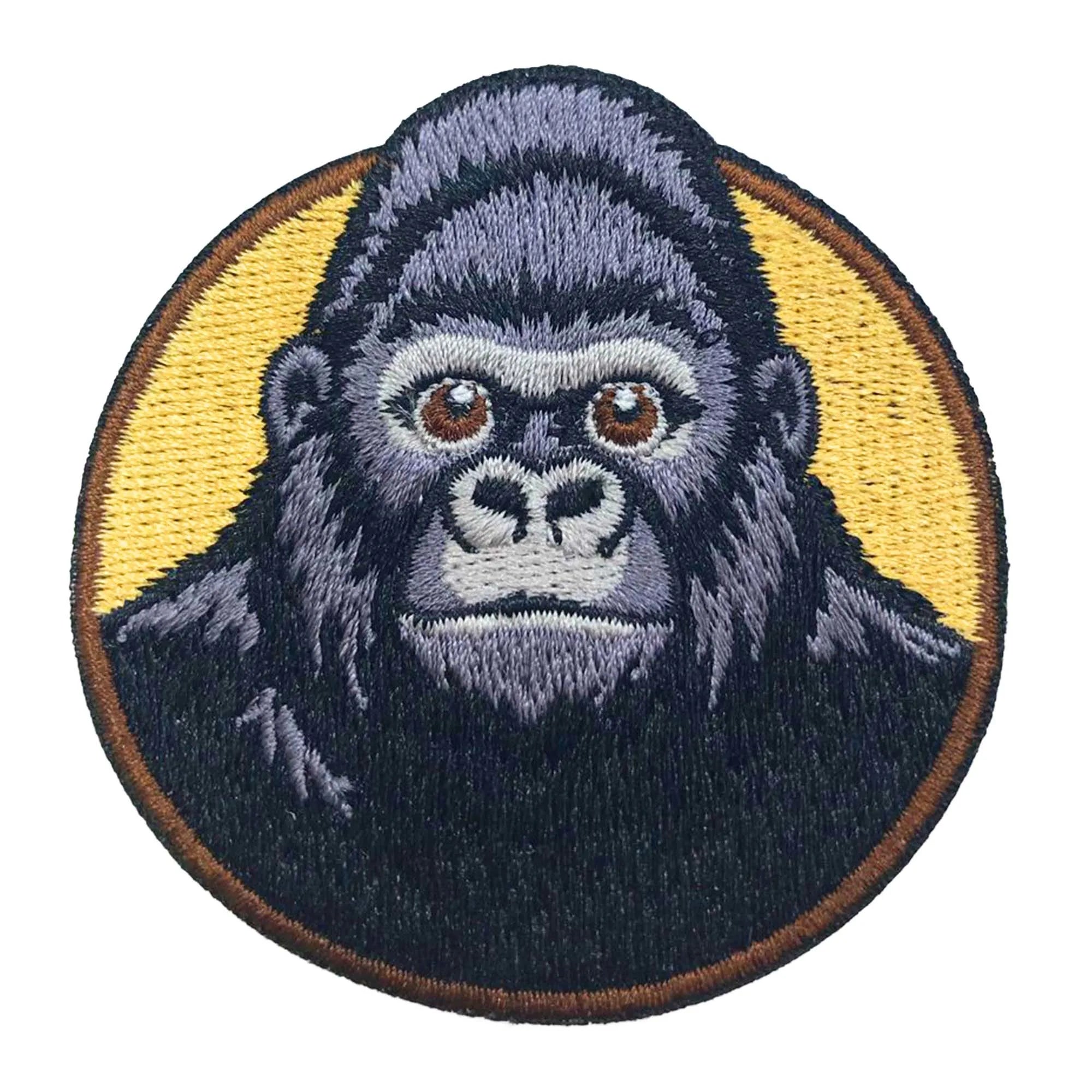 Photo of an embroidered patch showcasing a gorilla