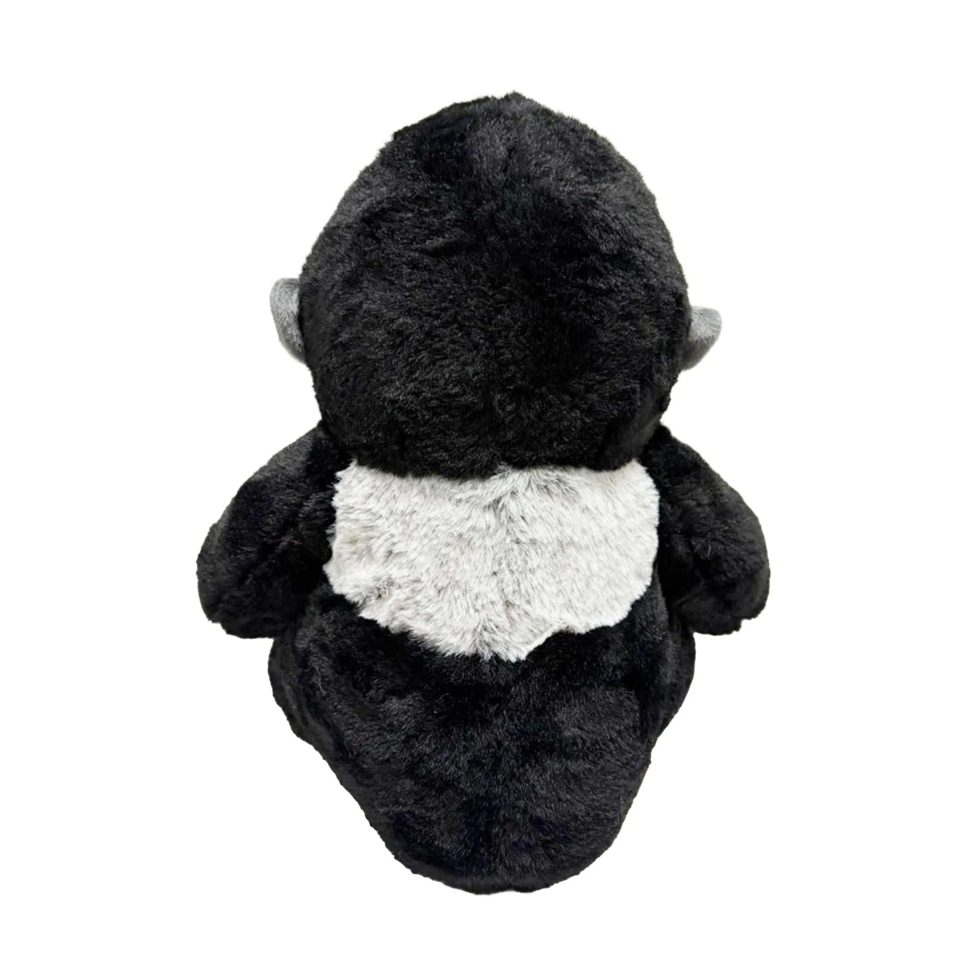 Black and white Gorilla plush toy on a white background