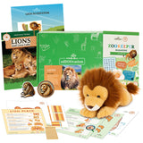 edZOOcation Zookeeper Box for ages 3-5 with lion plush, animal crafts, and wildlife learning activities
