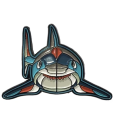 Cartoon shark with headphones on a white background