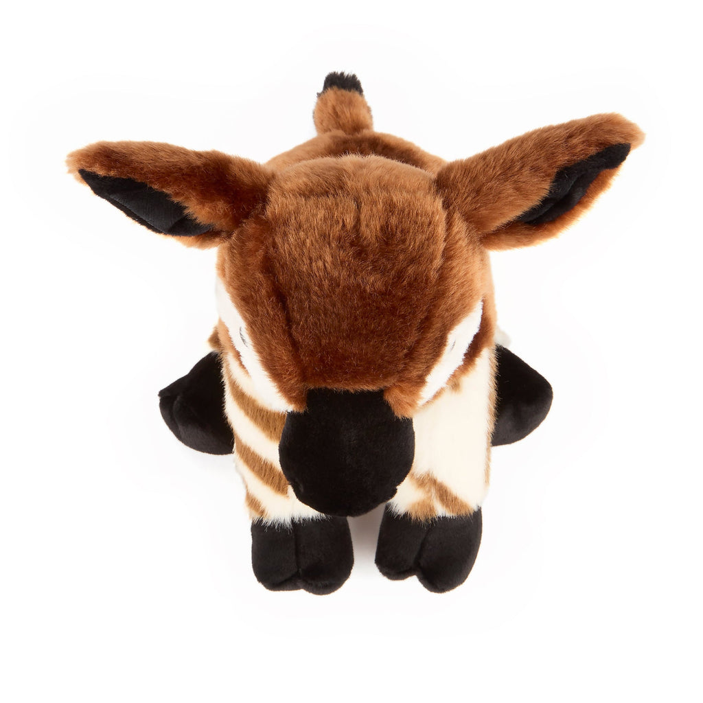 Plush toy okapi head on a white background