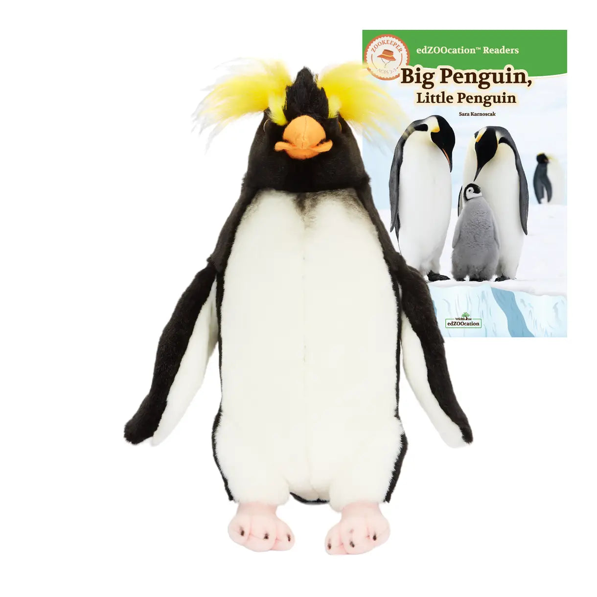 12” Plush + Zookeeper Reader Book: Crested Penguin (Ages 3–5)