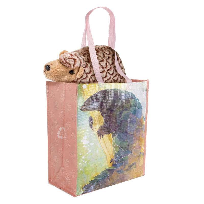 Reusable Pangolin Animal Print Waterpaint Grocery Tote Bag Large and Durable with Reinforced Handles