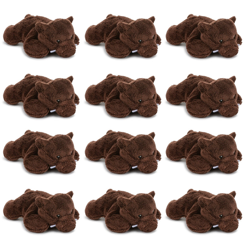 Bulk 12 Pack Wild Boar 4 Inch Stuffed Animals, Bundle Animal Toys, Woodland Forest Party Favors
