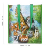 Reusable Zoo Animal Print Waterpaint Grocery Tote Bag Large and Durable with Reinforced Handles