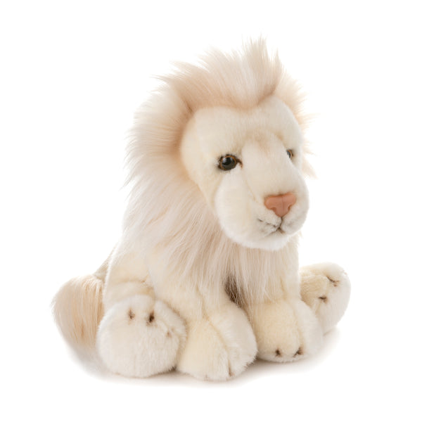 12 Inch Stuffed White Lion Plush Floppy Animal Kingdom Collection